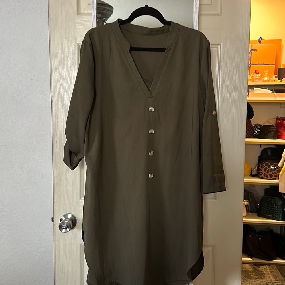 Green shirt dress-NWOT